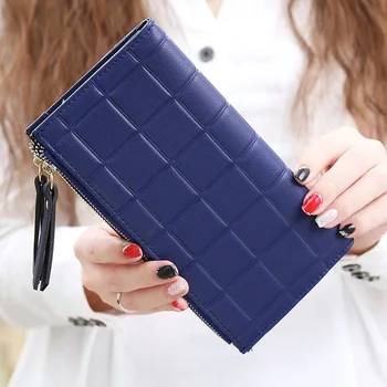 2017 women purses plaid long wallets ladies fashion bag carteira feminina billeteras para mujer portefeuille femme portemonnee