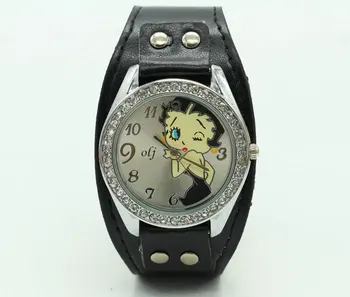 Drop shipping Brand new betty boop crystal wrist watch gift for children