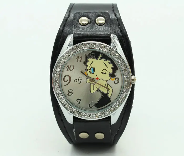 Drop shipping Brand new betty boop crystal wrist watch gift for children