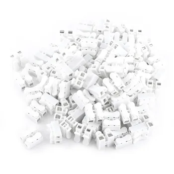 100pcs Cable Connectors Wire Connectors Splice With Clamp Terminal T10A 220V 2 Pin Quick Wire White Wiring Adaptor Terminal
