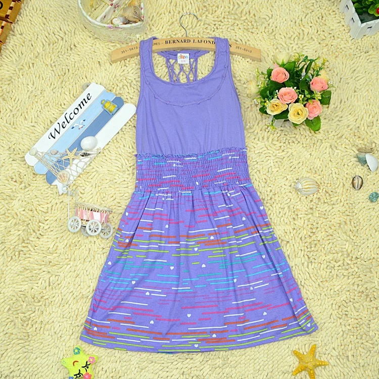 5-12ages 5 6 8 years girl suspender dress elegant purple girl's dress cotton clothes unique design dress 6041