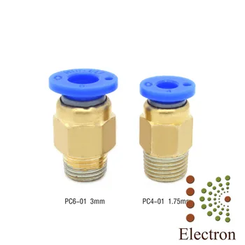 3D Printer Pneumatic Connectors PC4-01 1.75mm or PC6-01 3.0mm PTFE Tube quick coupler, j-head Fittings Hotend Fit