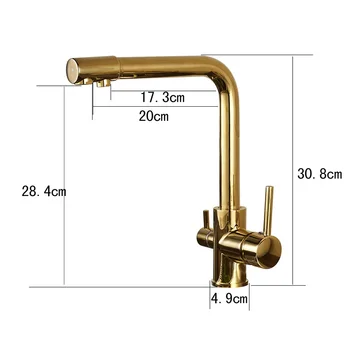 Luxury Dual Spout Bathroom Kitchen Drinking Tap Pure Water Faucet Dual Handle Hot and Cold Mixer Taps