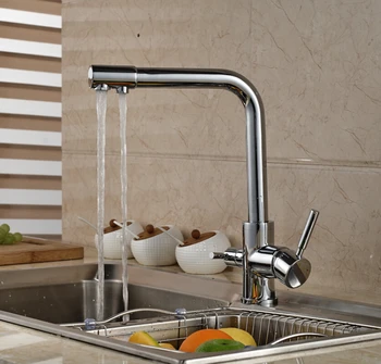 Luxury Dual Spout Bathroom Kitchen Drinking Tap Pure Water Faucet Dual Handle Hot and Cold Mixer Taps