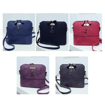 Fashion Women Mini Messenger Bag PU Leather Shell Shape Bag Crossbody Shoulder Bags With Deer Toy BS88