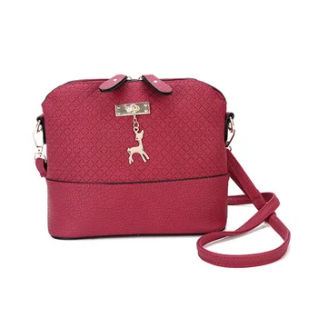 Fashion Women Mini Messenger Bag PU Leather Shell Shape Bag Crossbody Shoulder Bags With Deer Toy BS88