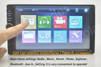 7 Inch Double 2 DIN Car radio Touch Screen Bluetooth Stereo FM/USB/TF/AUX MP4 MP5 video Player support rear camera 5 languages