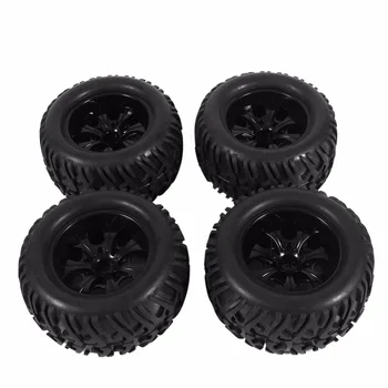 New 4Pcs Black Rubber Sponge Tires & Wheel Rims For HSP 1:10 Bigfoot Truck Tire Outer Diameter 125mm RC Spare Part D3