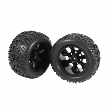 New 4Pcs Black Rubber Sponge Tires & Wheel Rims For HSP 1:10 Bigfoot Truck Tire Outer Diameter 125mm RC Spare Part D3