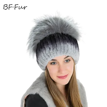 BFFUR Winter Women Rex Rabbit Fur Hat New Real Fox Fur Hat Lady Winter Hat Russian Rabbit Fur Hat BF-M0013