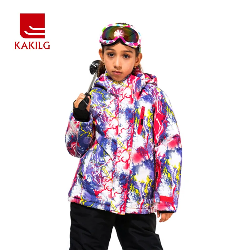 2017 New Ski Jacket For Girls Winter Anorak Outdoor Windproof Waterproof Child Snow Clothing Lassie Skiing Sports Coat GirlKL708
