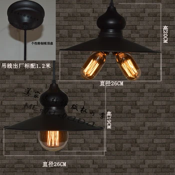 Edison Loft Vintage Style Metal Black Double Ceiling Pendant Lamp Industrial E27 For Cafe Bar