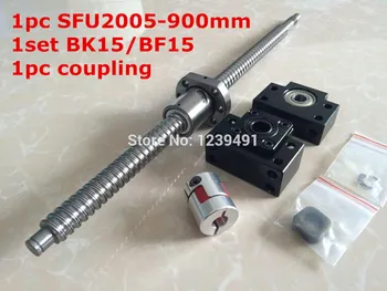 2005 ball screw 900mm+ SFU2005 METAL DEFLECTOR Ballscrew nut + BK15 BF15 support + flexible coupler CNC parts