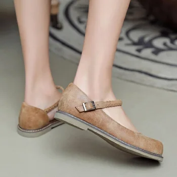 Sweet Lolita Round Toe Flat-Bottomed Single Shoes Fashion Vintage Casual Doll Shoes Female Moccasins Flat Loafers&Sandals