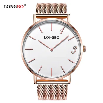 Longbo Men Women watches top brand luxury waterproof quartz stainless steel watch Business Watch Women Casua;l reloj hombre