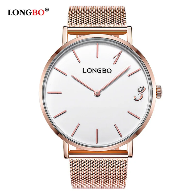 Longbo Men Women watches top brand luxury waterproof quartz stainless steel watch Business Watch Women Casua;l reloj hombre