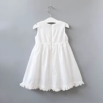 VORO BEVE New Summer Fashion Girl Sundress Baby Girl Dress Embroidery Geometry Pattern Round Wavy Hem Tassel Sleeveless Dress