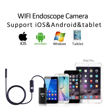 HD720P WIFI Endoscope Iphone HD Camera 8mm Lens 5M Flexible Snake USB Pipe Inspection Borescope Android IOS Tablet PC HD Camera