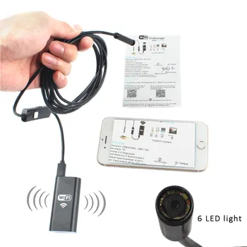 HD720P WIFI Endoscope Iphone HD Camera 8mm Lens 5M Flexible Snake USB Pipe Inspection Borescope Android IOS Tablet PC HD Camera