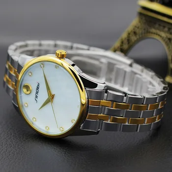 New SINOBI China Brand Men Quartz Watch Sliver Men's Steel Fashion Business Wrist Watches Argent Male Yellow Gold Wristwatch