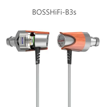 Newest Original BOSSHiFi B3S 3.5mm In Ear Earphone 1BB+1BA Hybrid Drive Wood Earphone DIY HiFi Bass Wooden Earphone Earplug
