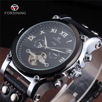 FORSINING Tourbillon Military Watch Auto Date calendar Mechanical Mens Clock Top Gold Luxury Automatic Skeleton Wrist Watches