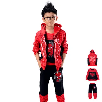 Spider-man boy Sets Cotton long sleeve children Sets Children's clothes spiderman movement boy Sets three-piece Children's Sets