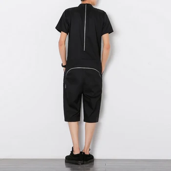 2016 New Fashion Zipper Designer Drop Crotch Cargo Pants Mens Jumpsuit Overalls Joggers Trousers Black Plus Size M-XL