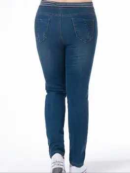 2017 autumn and winter Fashion casual super plus size cotton high waist stretch female women girls clothes pencil pants jeans