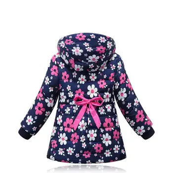 New Brand Children Outerwear Fashion Flower Warm Cotton Down Girl Winter Coat Kids Clothes Baby Girls Jackets For 3-6T