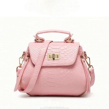 2016 New Pink Alligator PU Leathe Shell Women Handbag Fashion Brand Designer Shoulder Bag Female Messenger Bolsas