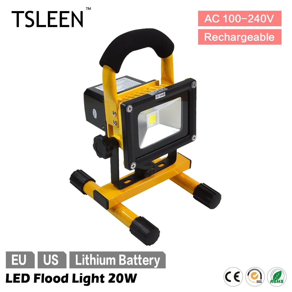 TSLEEN Portable Rechargeable 20W LED Flood Light Outdoor Camping Car Repair Lamp