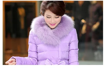 Women Winter Fur collar jacket 2017 Latest Fashion hick Warm Cotton Down jacket Medium long Large size Slim Women Coat G2843
