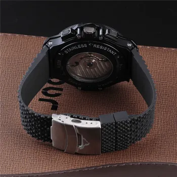 2016 JARAGAR Men Luxury Brand Watch Black Rubber Sport Tourbillion Automatic Mechanical Wristwatch Gift Clock Relogio Releges