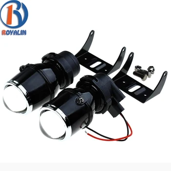 2X Universal Halogen Fog Lights Retrofit Projector Lens 12V 35W Parking Car Styling Lights Driving Lamps with Halogen H3 Bulbs