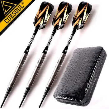 New CUESOUL Soft Tip Darts 3PCS/set 18g 15cm 90% Tungsten Darts Electronic Dart Needle With Leather Case