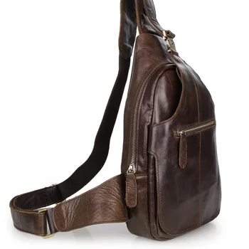 Fashion Style Genuine Leather Men Chest Pack Casual Small Bag CrossBody Shoulder Bag Leisure Travel Mini Cowhide Bag