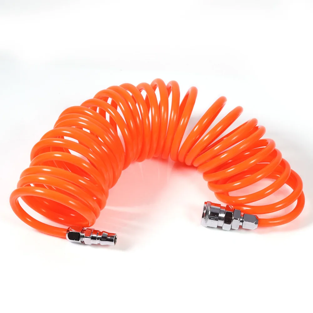 6M 19.7Ft 8mm x 5mm Orange Color Flexible Practical PU Recoil Hose Spring Tube for Compressor Air Pipe Tool