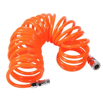 6M 19.7Ft 8mm x 5mm Orange Color Flexible Practical PU Recoil Hose Spring Tube for Compressor Air Pipe Tool