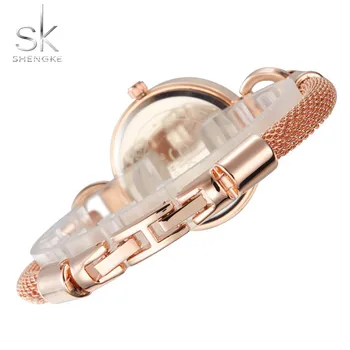 SK new brand fashion ladies watch stainless steel strap quartz watch 30 meters waterproof female bracelet watch 2017