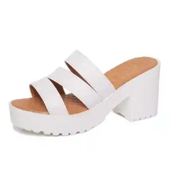 KARINLUNA Brand New 2017 Women Open Toe Square High Heel Thick Platform Sandals Summer Walking Dating Party Shoes Slip On