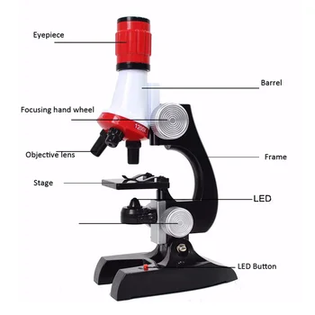 Kids Child New Microscope Kit Lab LED 100X-1200X Home School Educational Toy Gift Biological Microscope