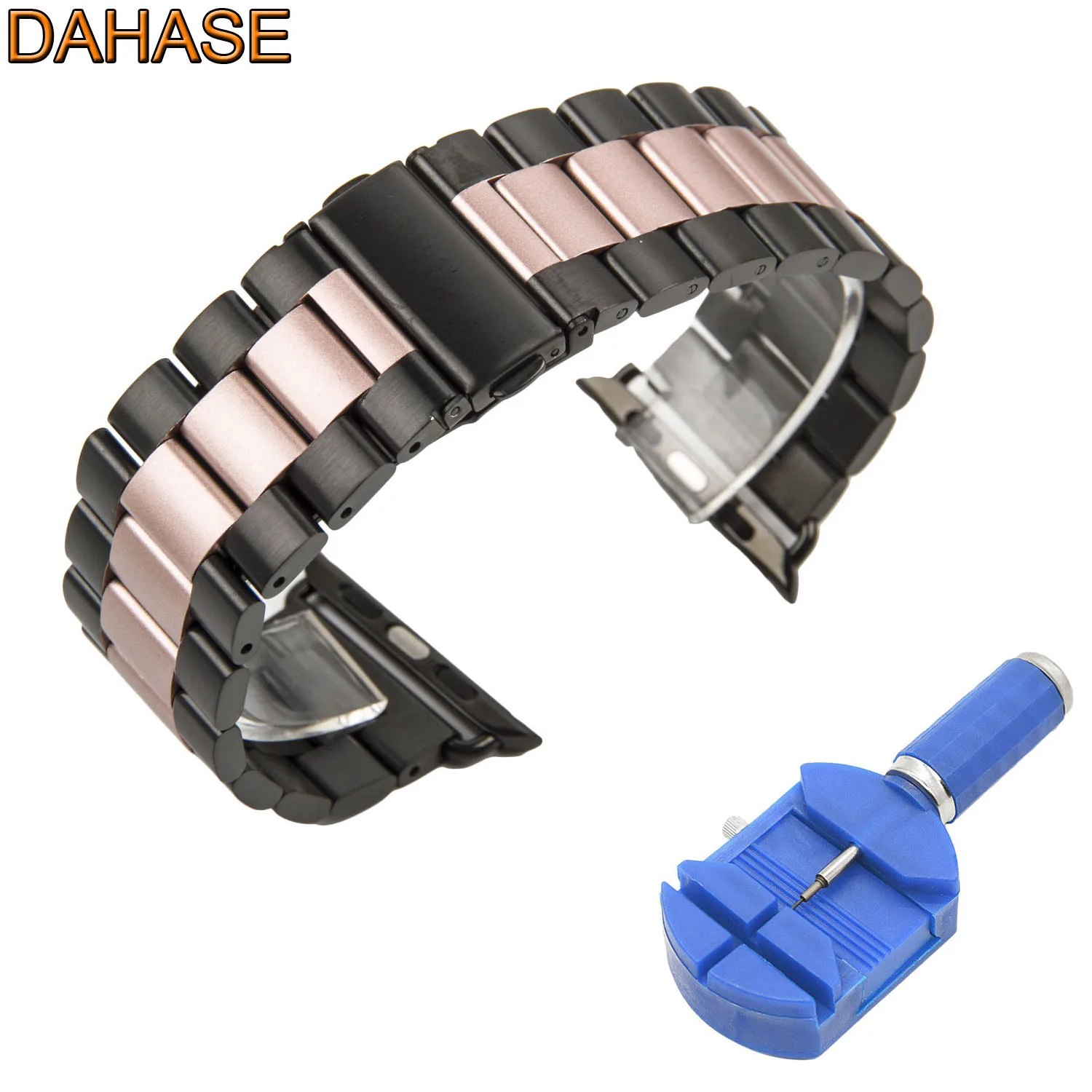 DAHASE Black Rose Stainless Steel Strap for Apple Watch Band for iWatch Series 1 2 Metal Watchband with Adapters 38mm 42mm