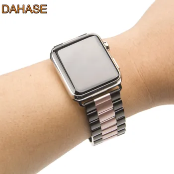 DAHASE Black Rose Stainless Steel Strap for Apple Watch Band for iWatch Series 1 2 Metal Watchband with Adapters 38mm 42mm