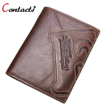 CONTACT'S Men Wallet Genuine Leather Wallet Short Purses Male Small Money Bag Card Holder Designer Wallets Men Famous Brand