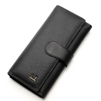 Women hasp wallet zipper pocket famale clutch multifunction genuine leather wallet long cellphone bag big capacity