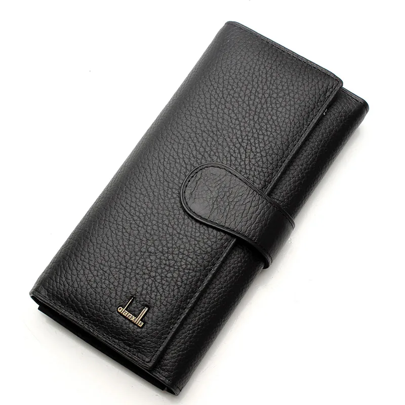 Women hasp wallet zipper pocket famale clutch multifunction genuine leather wallet long cellphone bag big capacity