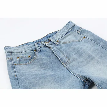 ISHINE 2017 NEW Boyfriend jeans women's jeans cool Washed the irregular burr straight nine pants Ankle-Length loose vintage blue