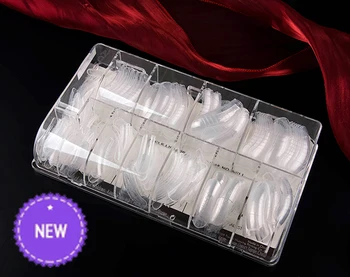 250pcs Clear Dual Nail System Form UV Gel Acrylic Nail Mold Artificial Nail Tip + Box