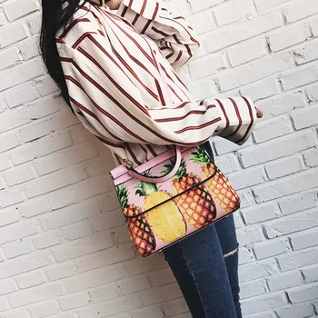 Pineapple printing Designer Handbag For Women 2017 Casual Totes Famous Brand Top-handle Bags Luxury Handbags Women Crossbody Bag